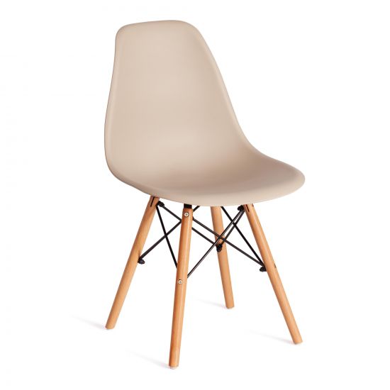 Стул CINDY (EAMES) (mod. 1801) дерево бук-металл-сиденье пластик, 45x51x82 см, Beige (Бежевый)