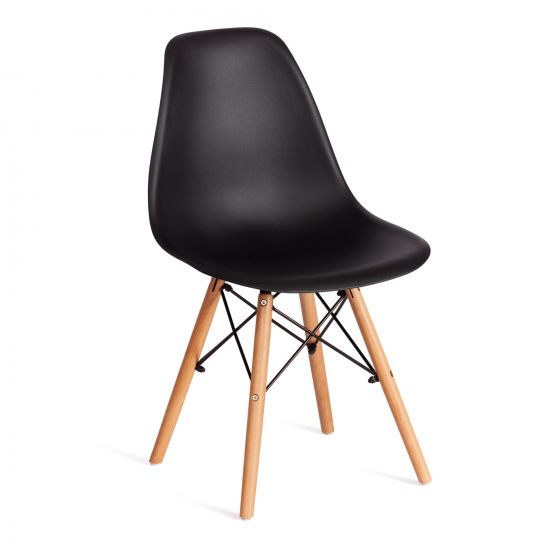 Стул CINDY (EAMES) (mod. 1801) дерево бук-металл-сиденье пластик, 45x51x82 см, Black (черный)