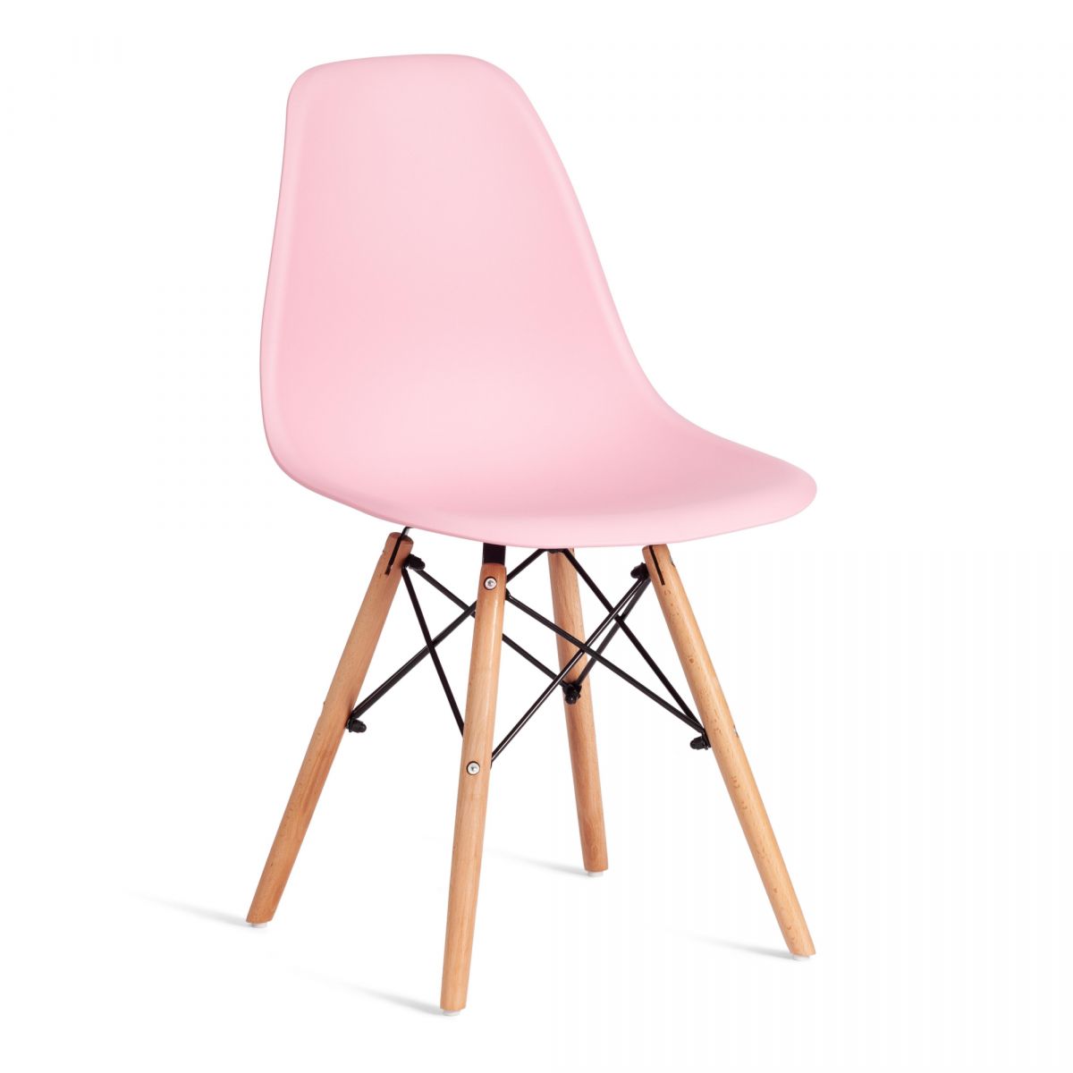 Стул CINDY (EAMES) (mod. 1801) дерево бук-металл-сиденье пластик, 45x51x82 см, Light pink (светло-ро