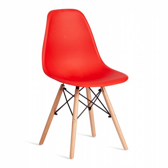 Стул CINDY (EAMES) (mod. 1801) дерево бук-металл-сиденье пластик, 45x51x82 см, Red (красный)