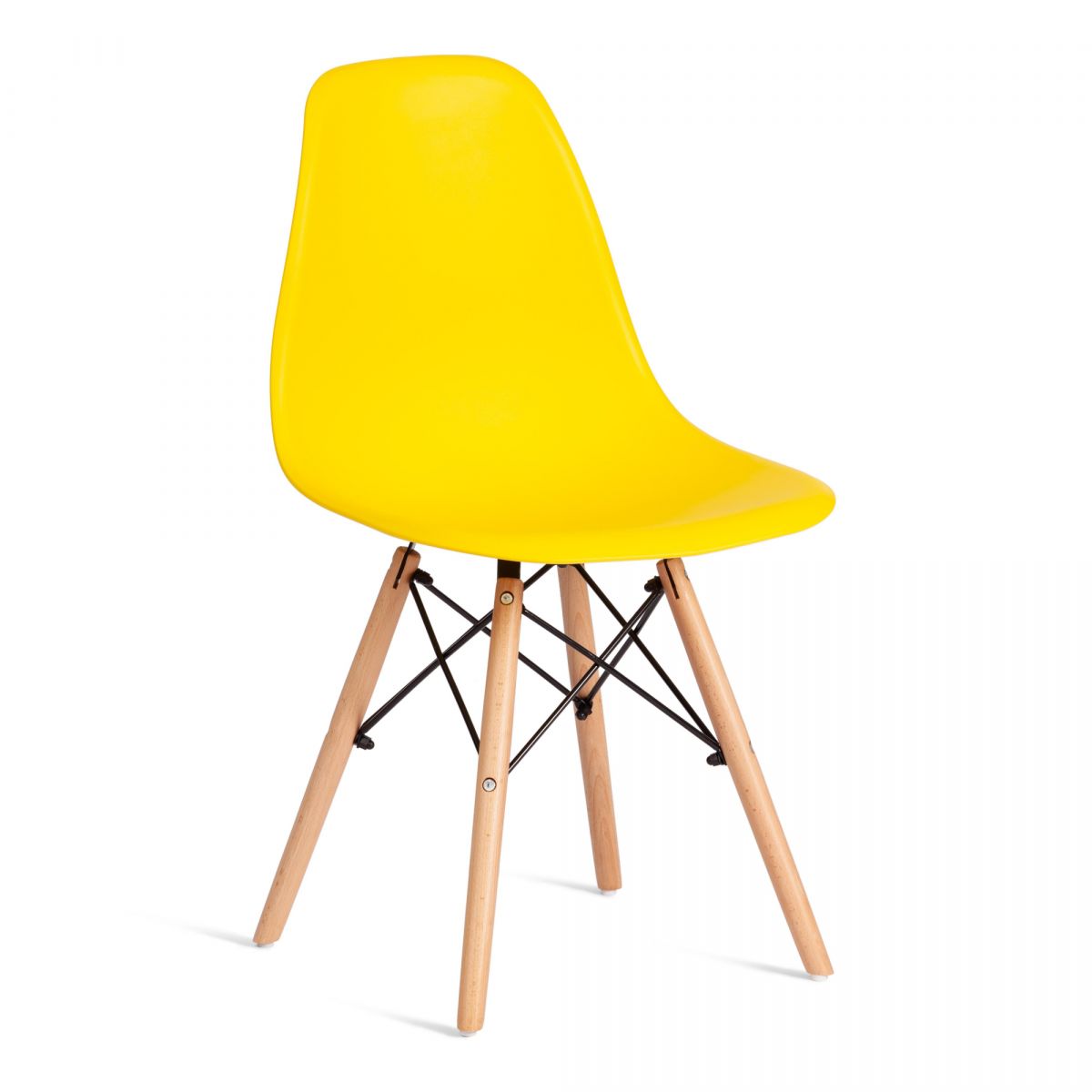 Стул CINDY (EAMES) (mod. 1801) дерево бук-металл-сиденье пластик, 45x51x82 см, Yellow (Желтый)