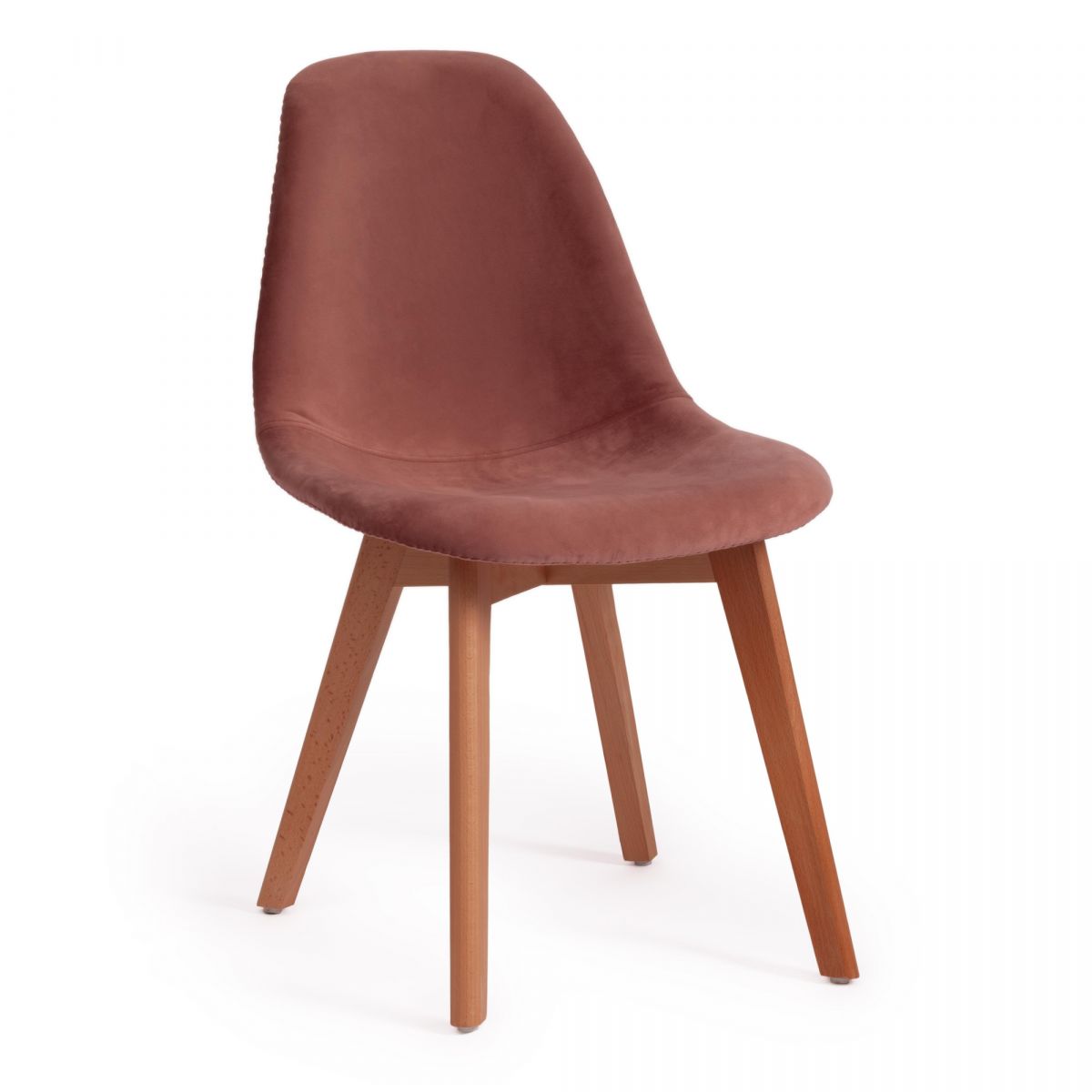 Стул CINDY SOFT (mod. C1021F1) вельвет-дерево бук, 53 х 45 х 81 см , коралловый (HLR 44)-натуральный
