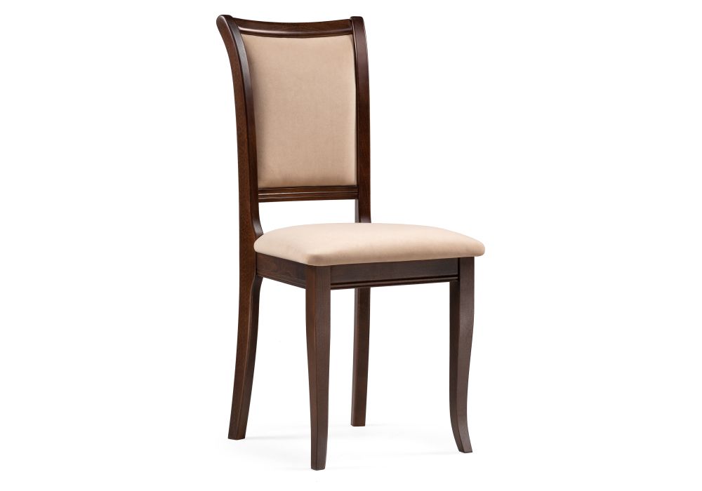 Стул деревянный Корнелл бежевый велюр - орех темный