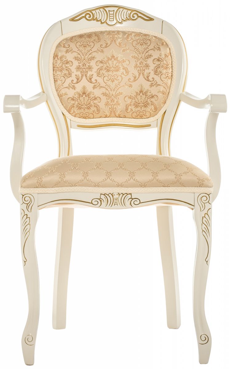 Стул деревянный Лауро патина золото - бежевый тесьма 11