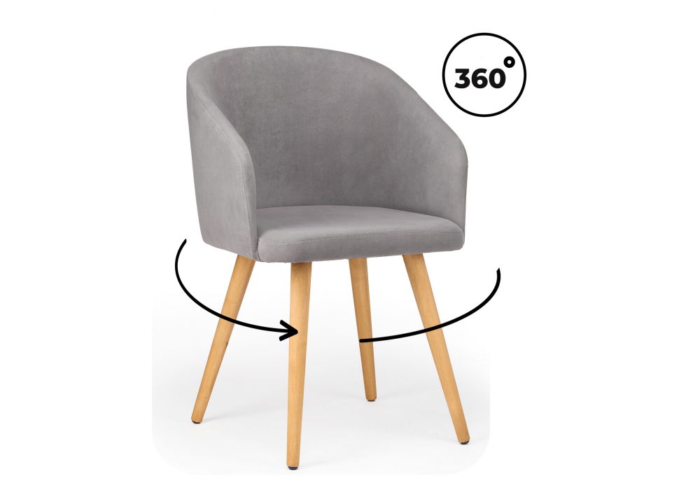 Стул деревянный Монер 360 темно-серый (glory 20) - светлое дерево