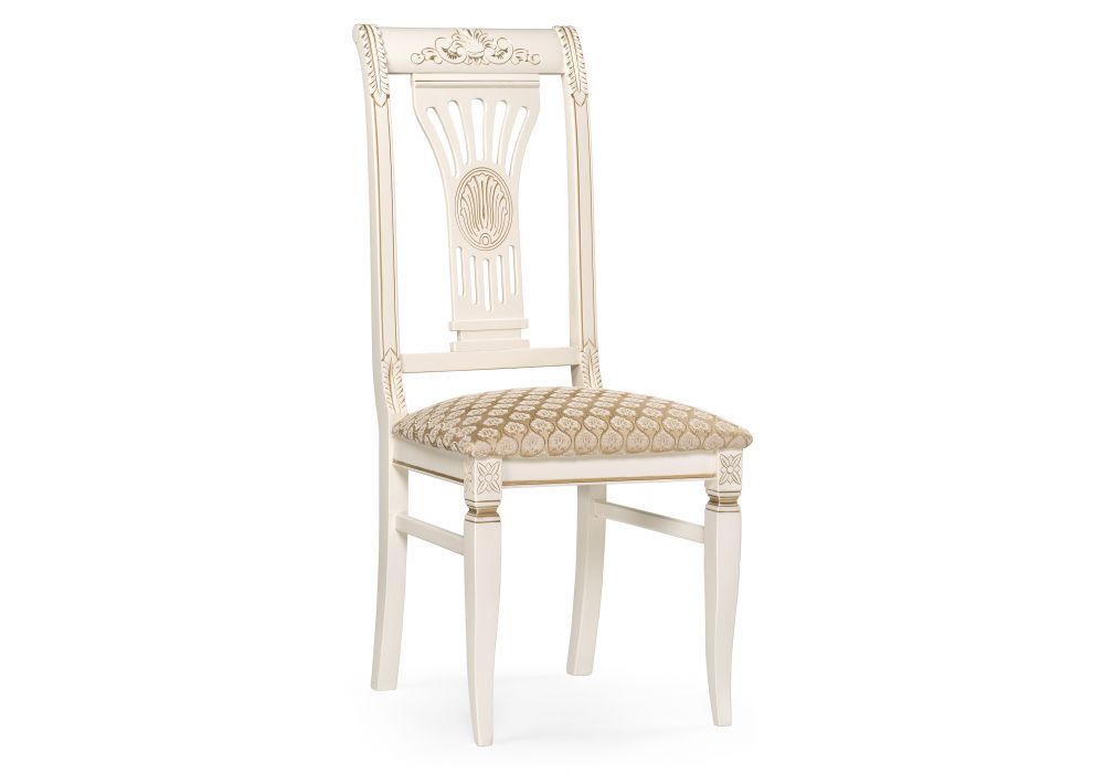 Стул деревянный Roy золото патина тк. К02 бежевая - слоновая кость