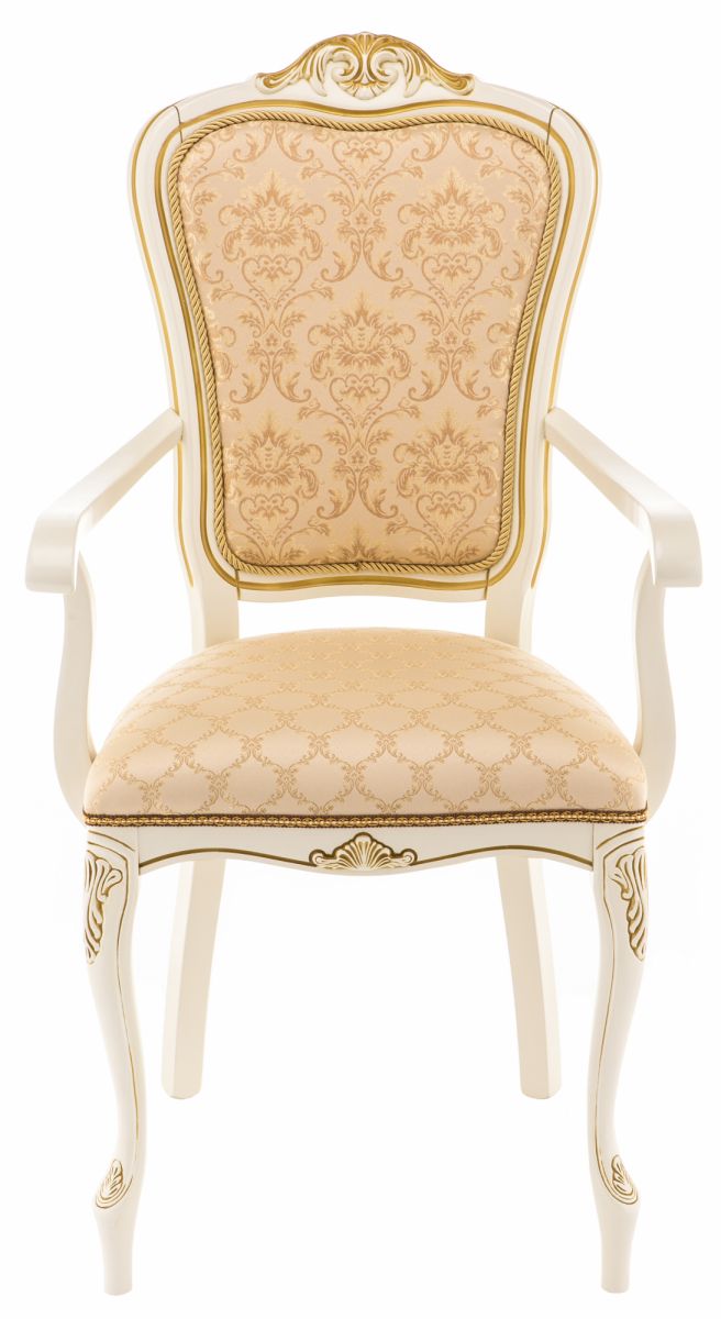 318606 Кресло с мягкими подлокотниками Руджеро патина золото - бежевый