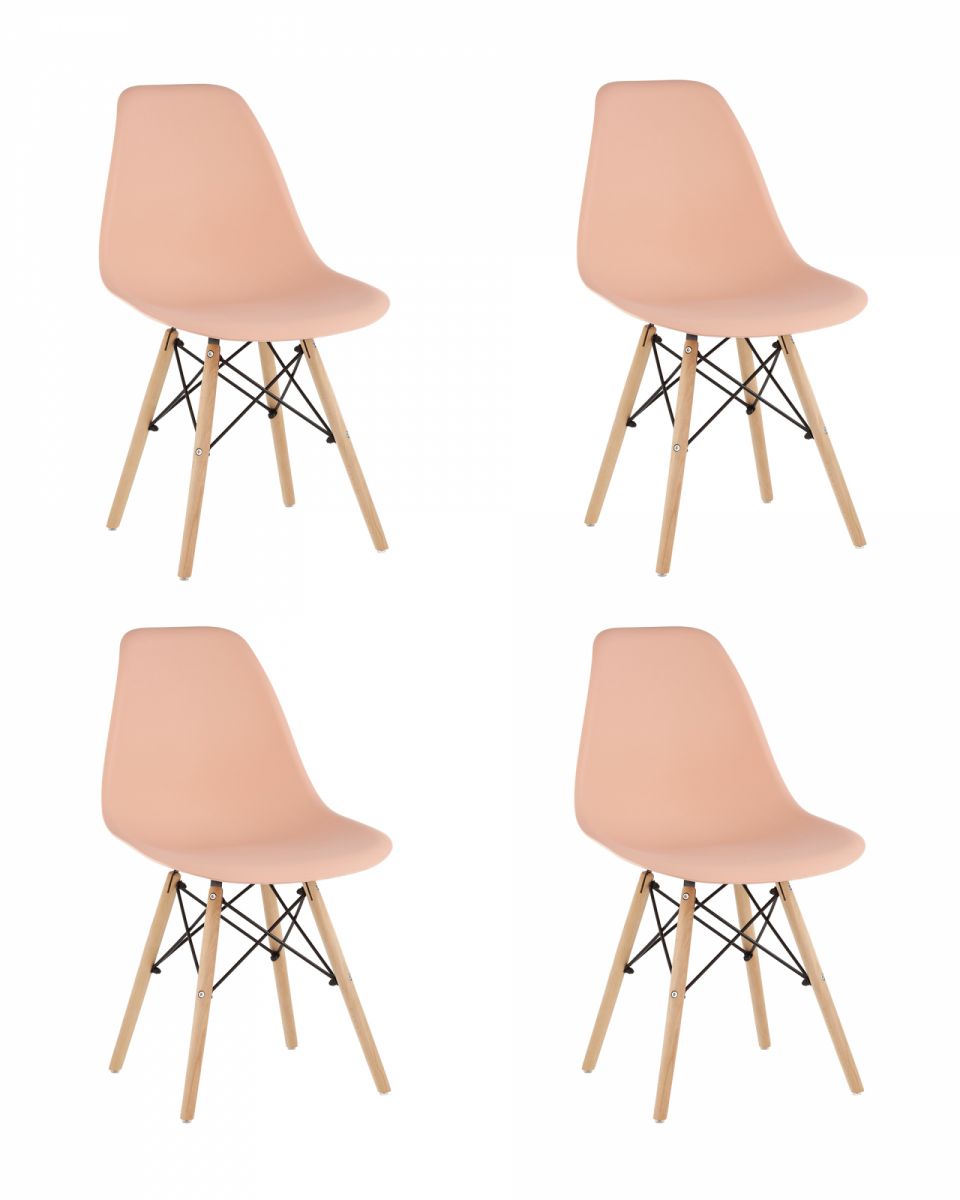 Стул Eames Style DSW персиковый x4 (разборный каркас)