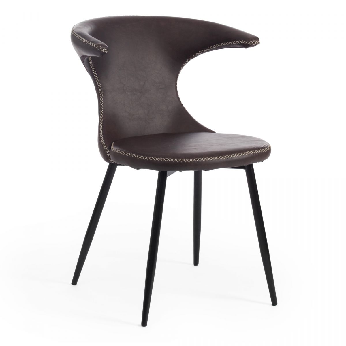 Стул FLAIR (mod. 9020) экокожа-металл, 60 х 56 х 78 см , коричневый 1-черный