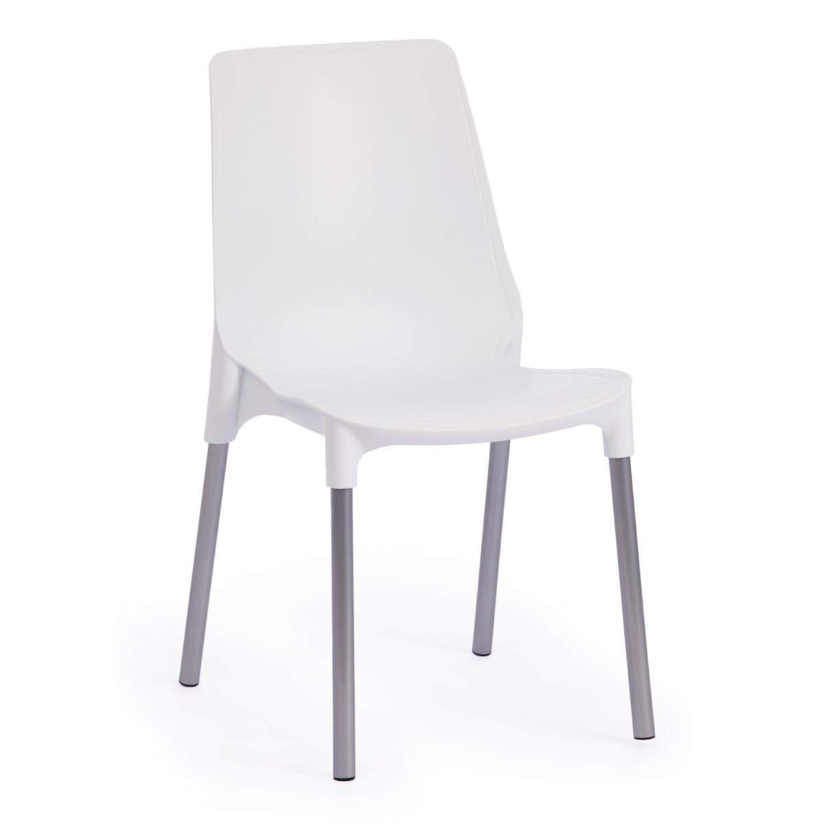 Стул GENIUS (mod 75) металл-пластик, 46x56x84cм, белый-ножки хром