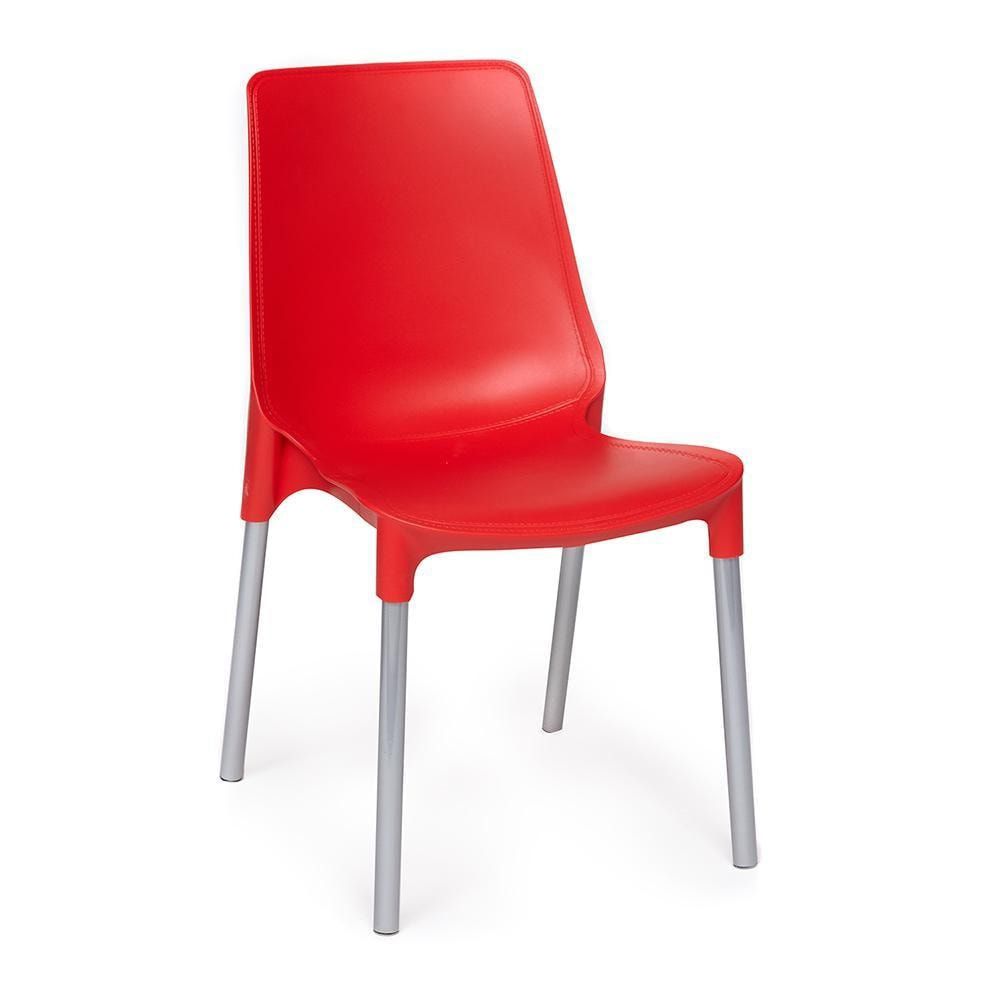 Стул GENIUS (mod 75) металл-пластик, 46x56x84cм, красный-ножки хром