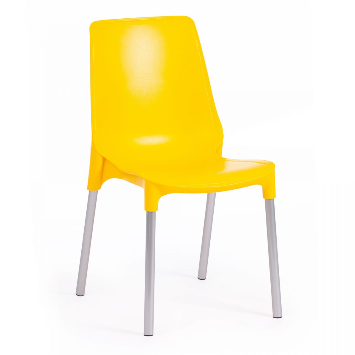 Стул GENIUS (mod 75) металл-пластик, 46x56x84cм, желтый-ножки хром