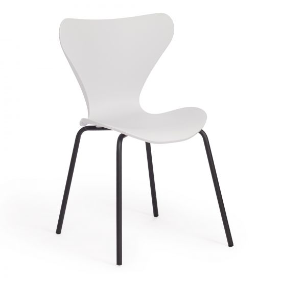Стул Jacobsen (mod DC 102) пластик-металл, 50 х 46 х 82 см , белый 018-черный