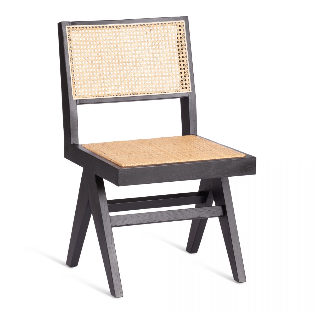 Стул LOKI (mod.XMS-CB2895) дерево вяз-ротанг, 51х44х86 см, черный