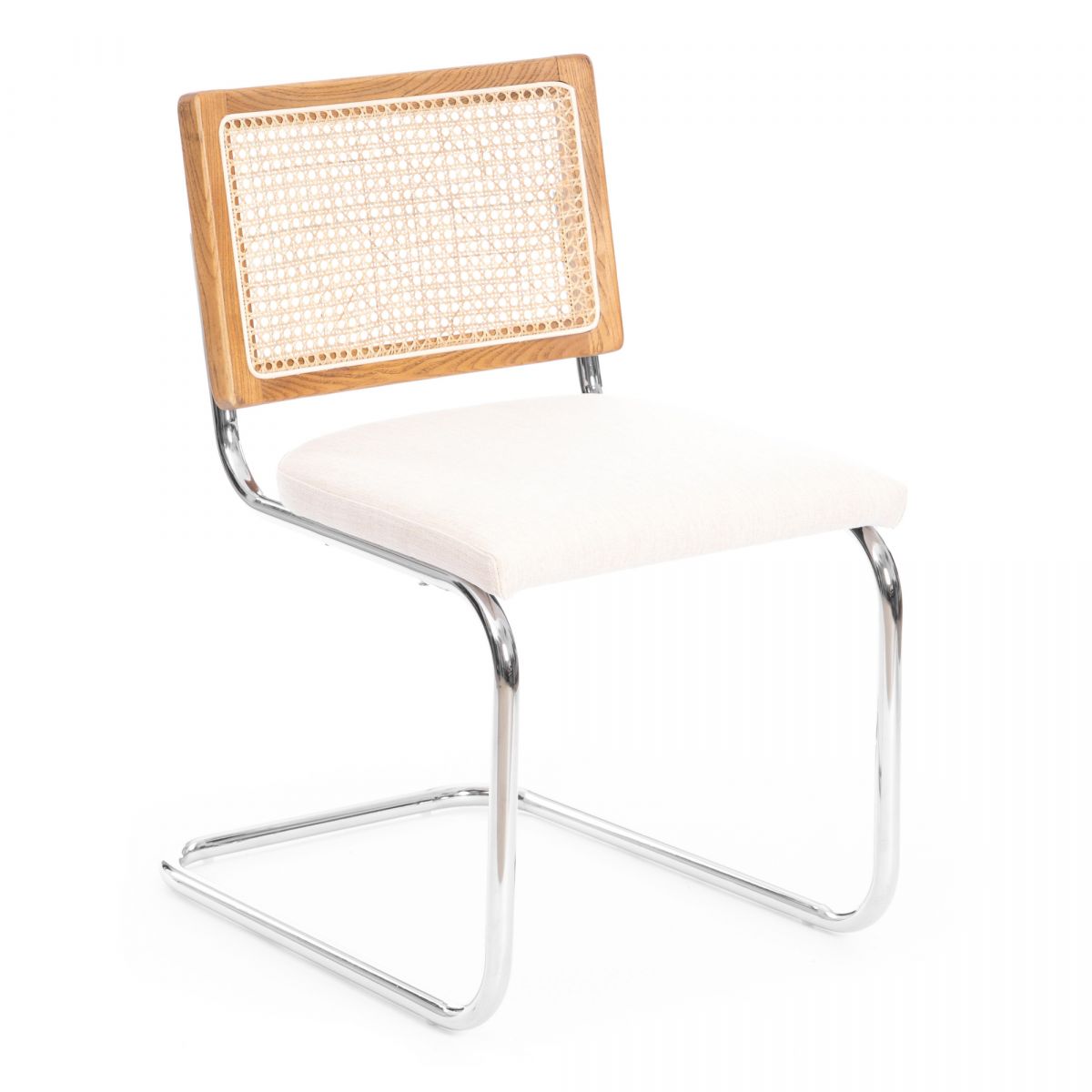 Стул MANI дерево вяз, ротанг-ткань лен, металлический каркас, Груша (№3), 46х46х78 см