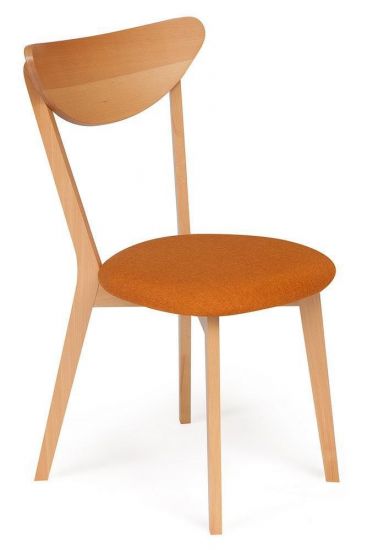 Стул мягкое сиденье- цвет сиденья - Оранжевый, MAXI (Макси) каркас бук, сиденье ткань, натуральный ( бук )