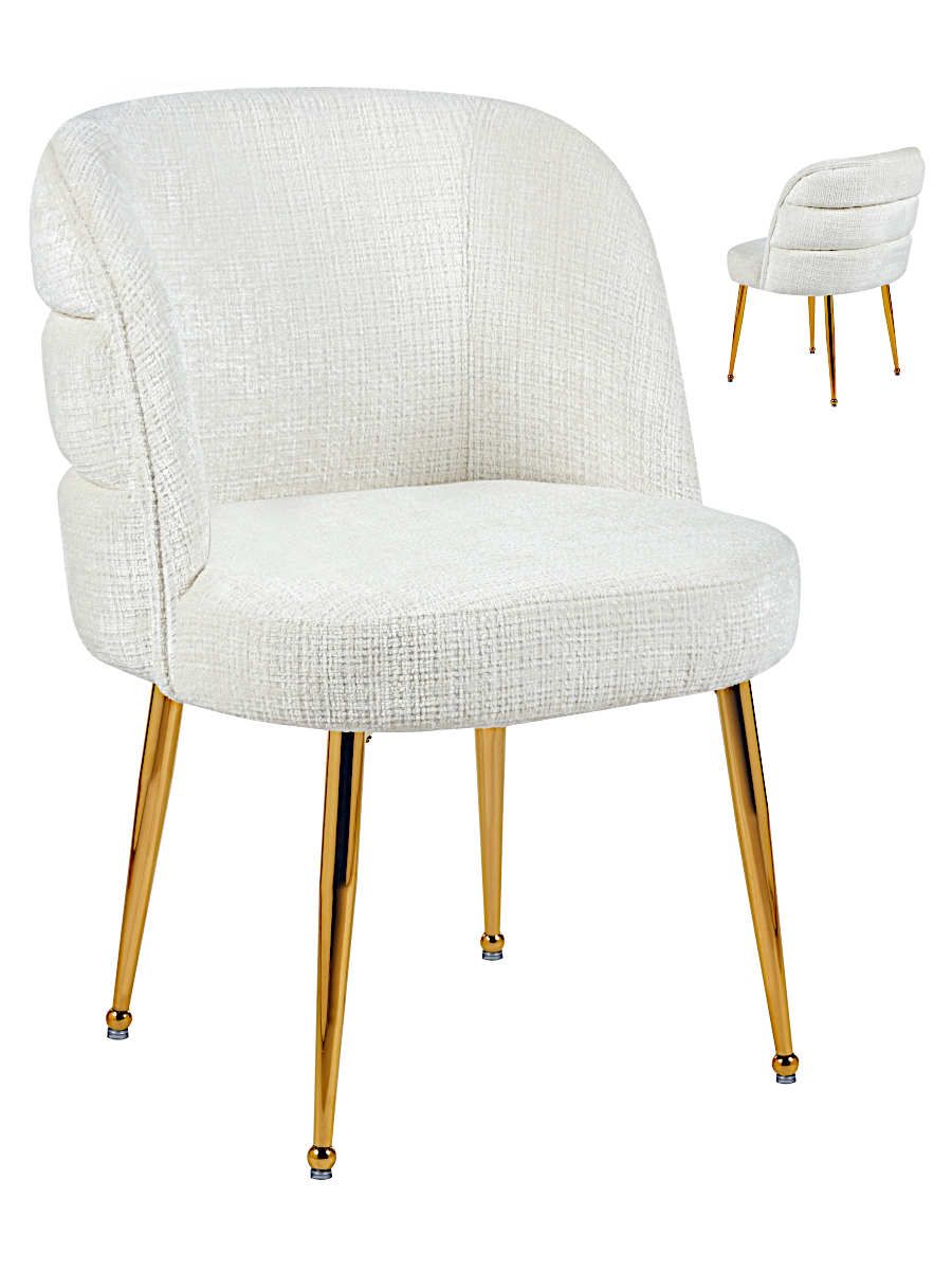 Стул мягкий, БЕЛЫЙ велюр, каркас металл золото DC1288