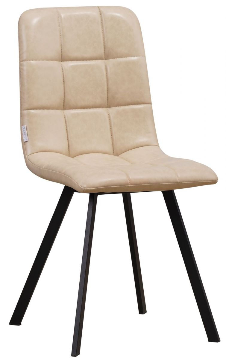 Стул мягкий, БЕЖЕВЫЙ-19-14 экокожа, каркас металл черный КВАДРАТ C919-DC809