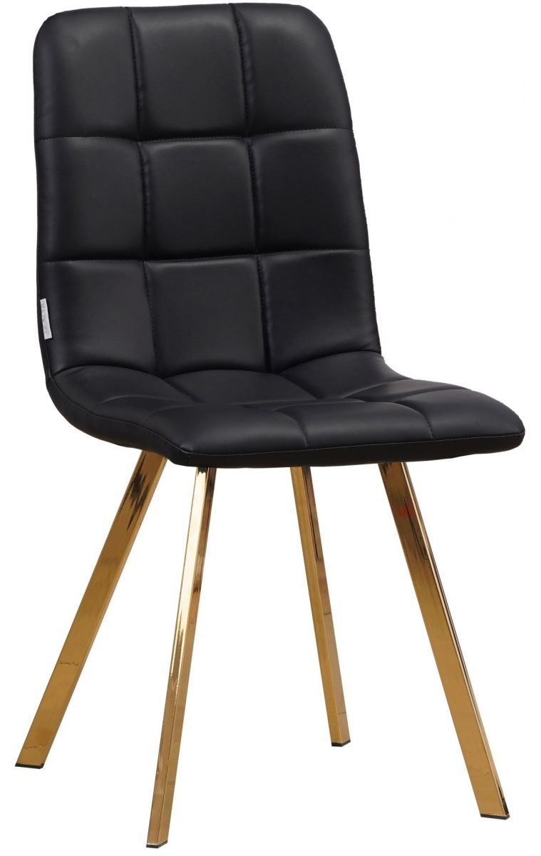 Стул мягкий, ЧЕРНЫЙ-18-25 экокожа, каркас металл золото КВАДРАТ C919-DC809