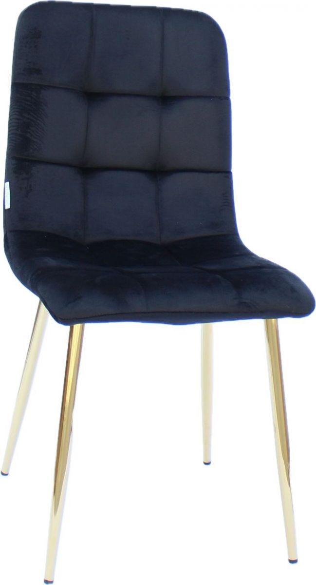 Стул мягкий, ЧЕРНЫЙ-h66 велюр, каркас металл золото КРУГЛЫЙ C919-DC809