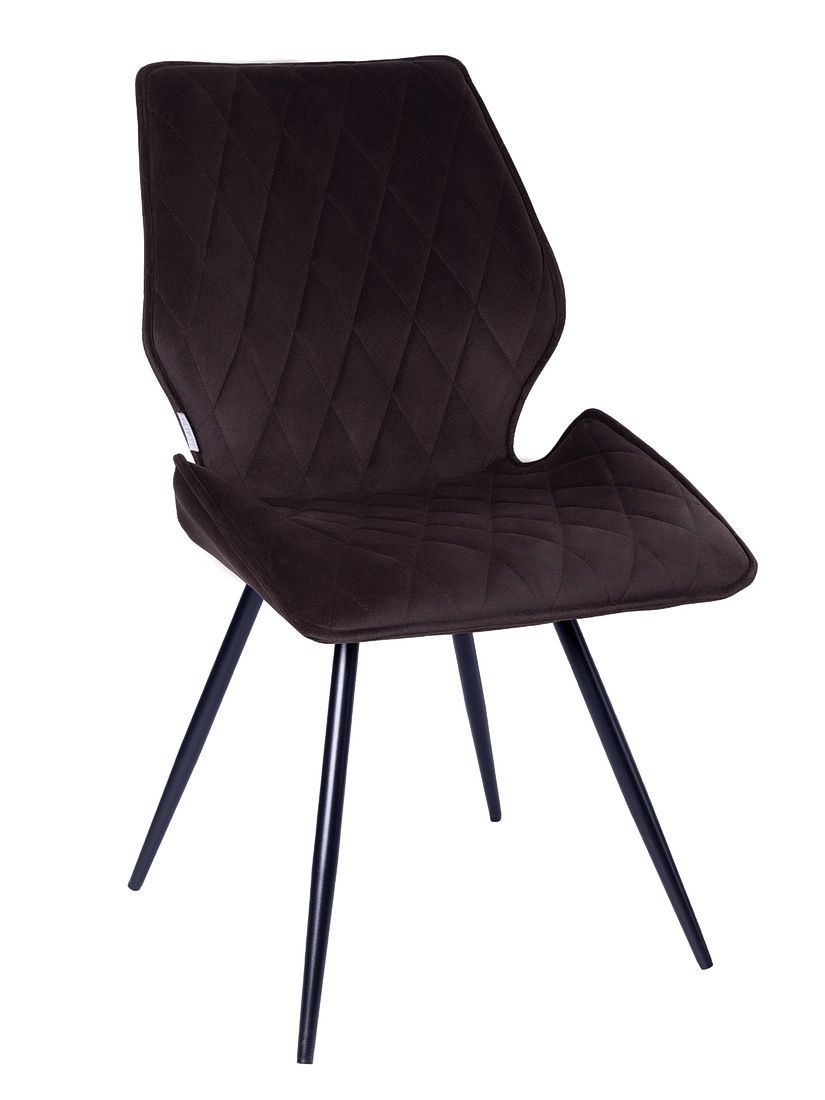 Стул мягкий, ГОРЬКИЙ ШОКОЛАД-M420-11 велюр, каркас металл, черный КРУГЛЫЙ DC230