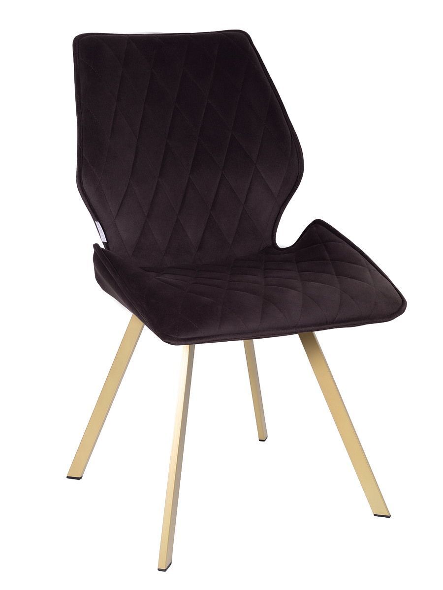 Стул мягкий, ГОРЬКИЙ ШОКОЛАД-M420-11 велюр, каркас металл, шампань КВАДРАТ DC230