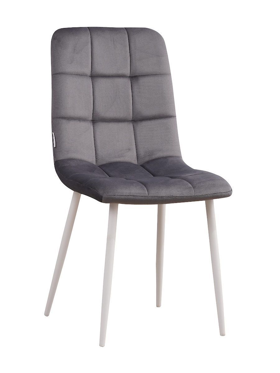 Стул мягкий, ГРАФИТ-h21 велюр, каркас металл белый КРУГЛЫЙ C919-DC809