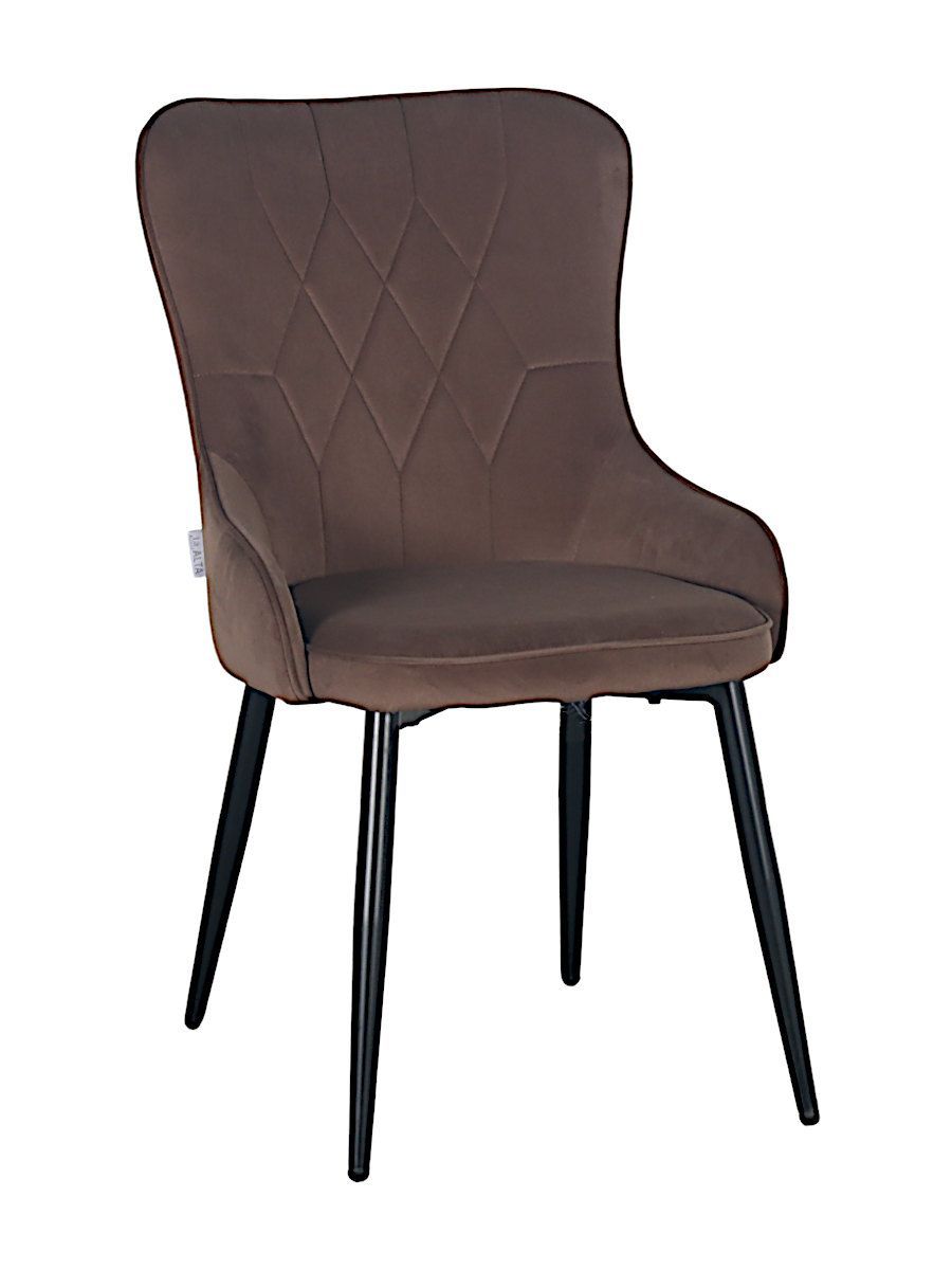 Стул мягкий, КОФФЕЙНЫЙ-MJ 420-07 велюр, каркас металл черный DC444