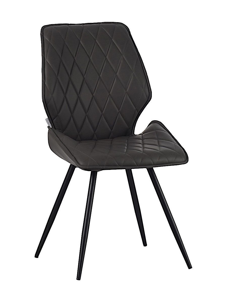 Стул мягкий поворотный 180, АНТРАЦИТ экокожа, каркас металл, черный КРУГЛЫЙ DC231