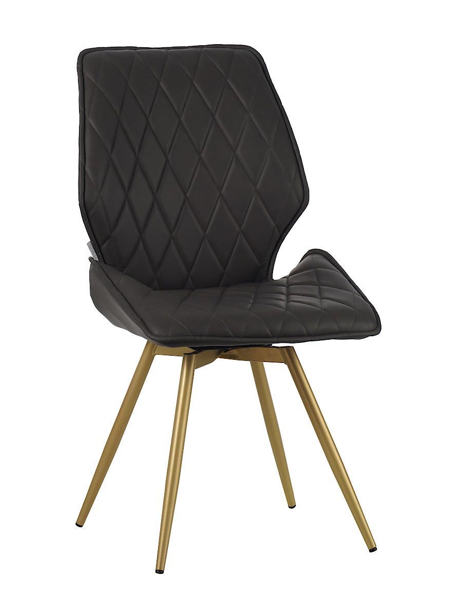 Стул мягкий поворотный 180, АНТРАЦИТ экокожа, каркас металл, шампань КРУГЛЫЙ DC231