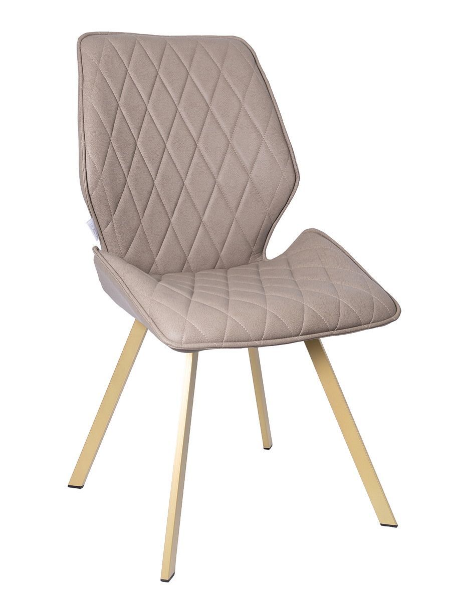 Стул мягкий поворотный 180, БЕЖЕВЫЙ экокожа, каркас металл, шампань КВАДРАТ DC231