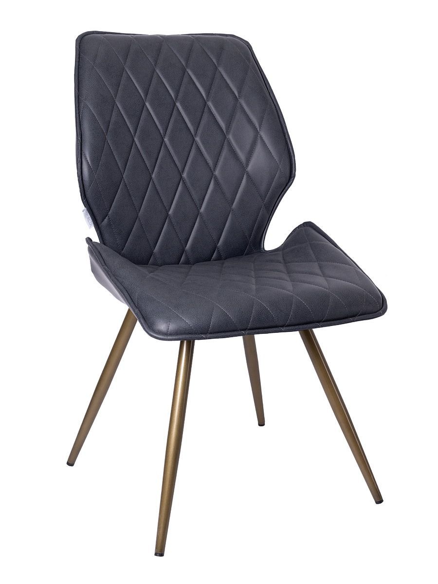 Стул мягкий поворотный 180, ЧЕРНЫЙ экокожа, каркас металл, бронза КРУГЛЫЙ DC231