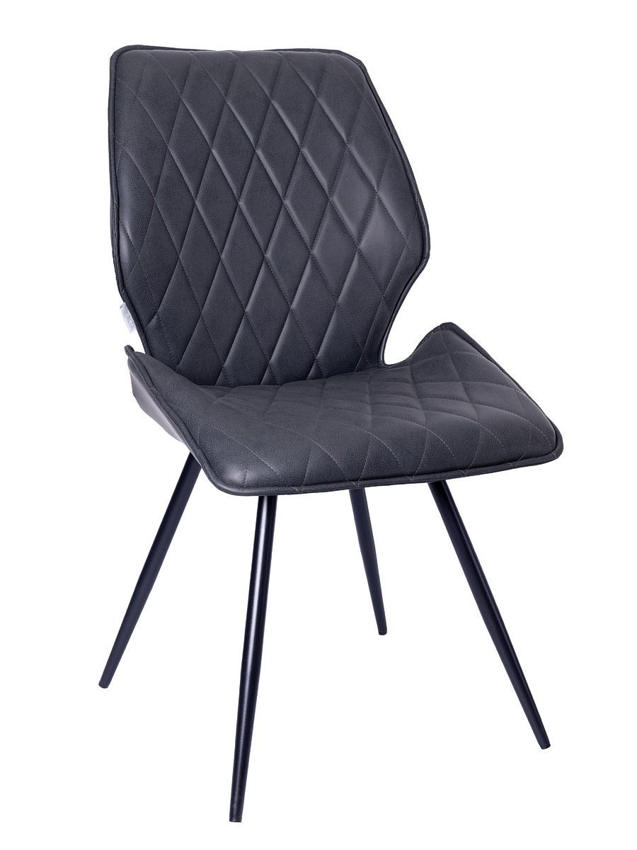 Стул мягкий поворотный 180, ЧЕРНЫЙ экокожа, каркас металл, черный КРУГЛЫЙ DC231