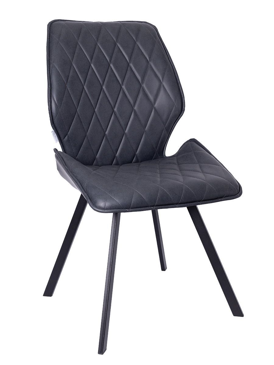 Стул мягкий поворотный 180, ЧЕРНЫЙ экокожа, каркас металл, черный КВАДРАТ DC231