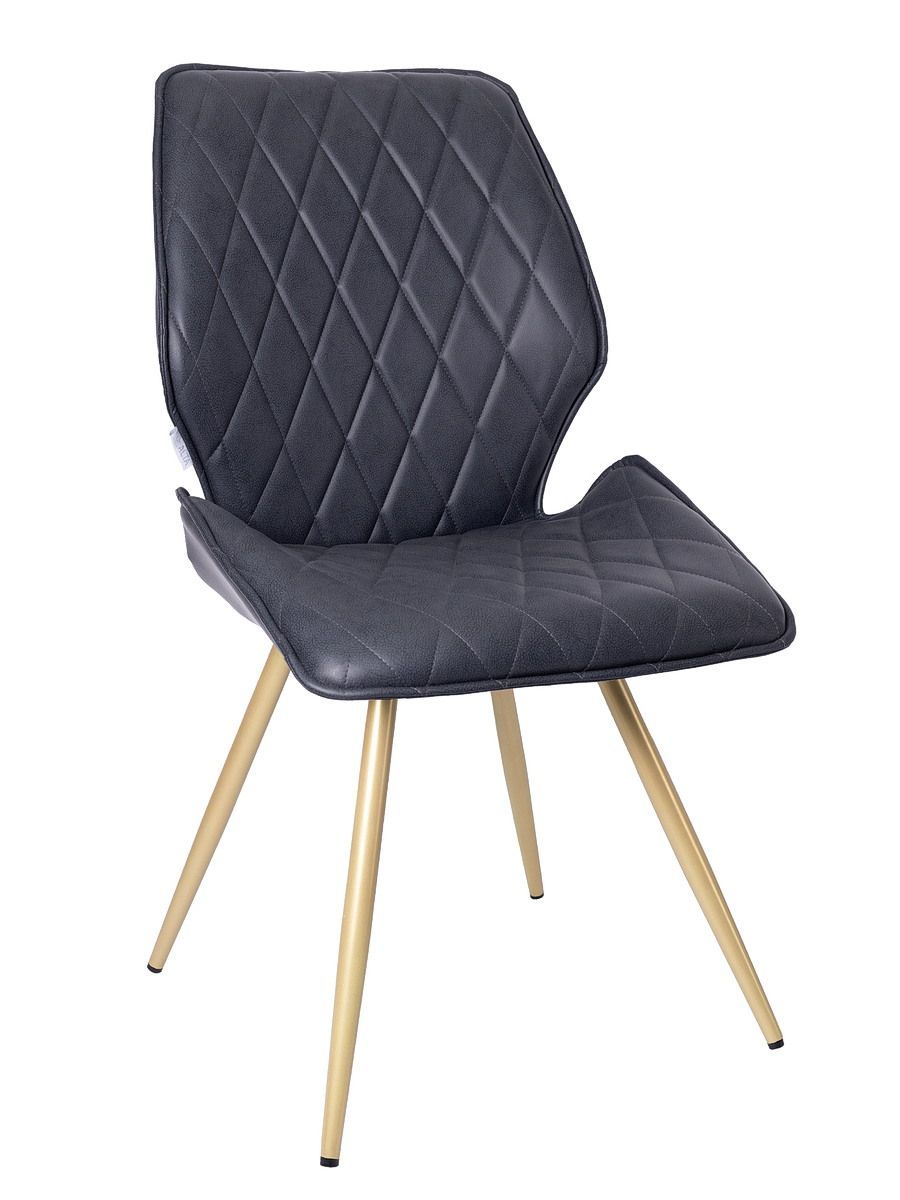 Стул мягкий поворотный 180, ЧЕРНЫЙ экокожа, каркас металл, шампань КРУГЛЫЙ DC231