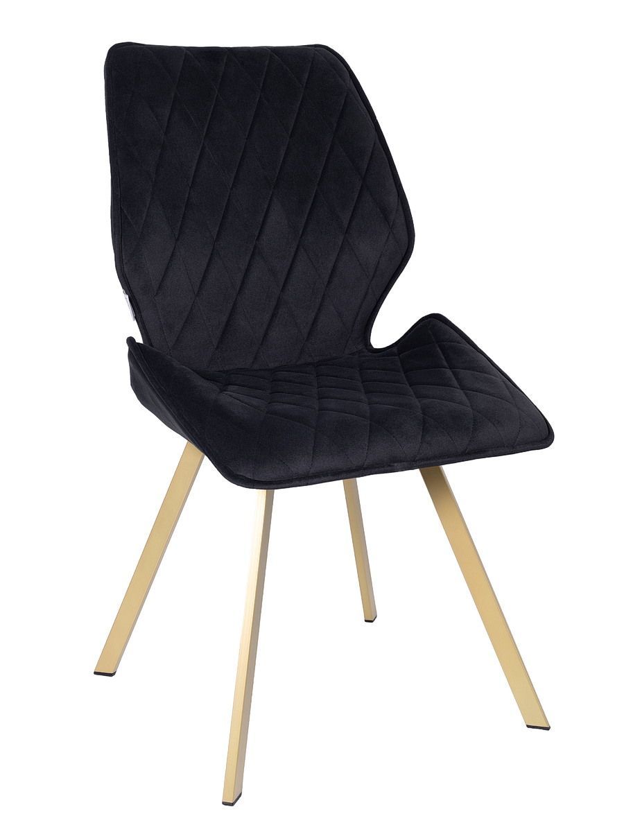 Стул мягкий поворотный 180, ЧЕРНЫЙ-M420-48 велюр, каркас металл, шампань КВАДРАТ DC231