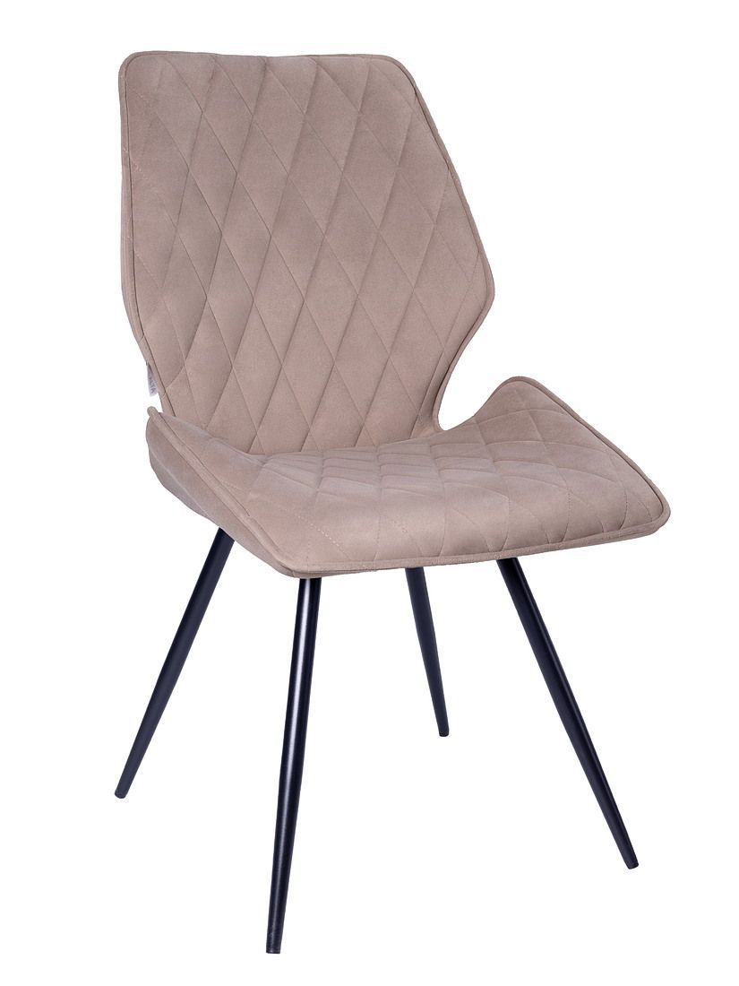 Стул мягкий поворотный 180, СЕРО-БЕЖЕВЫЙ-M420-05 велюр, каркас металл, черный КРУГЛЫЙ DC231