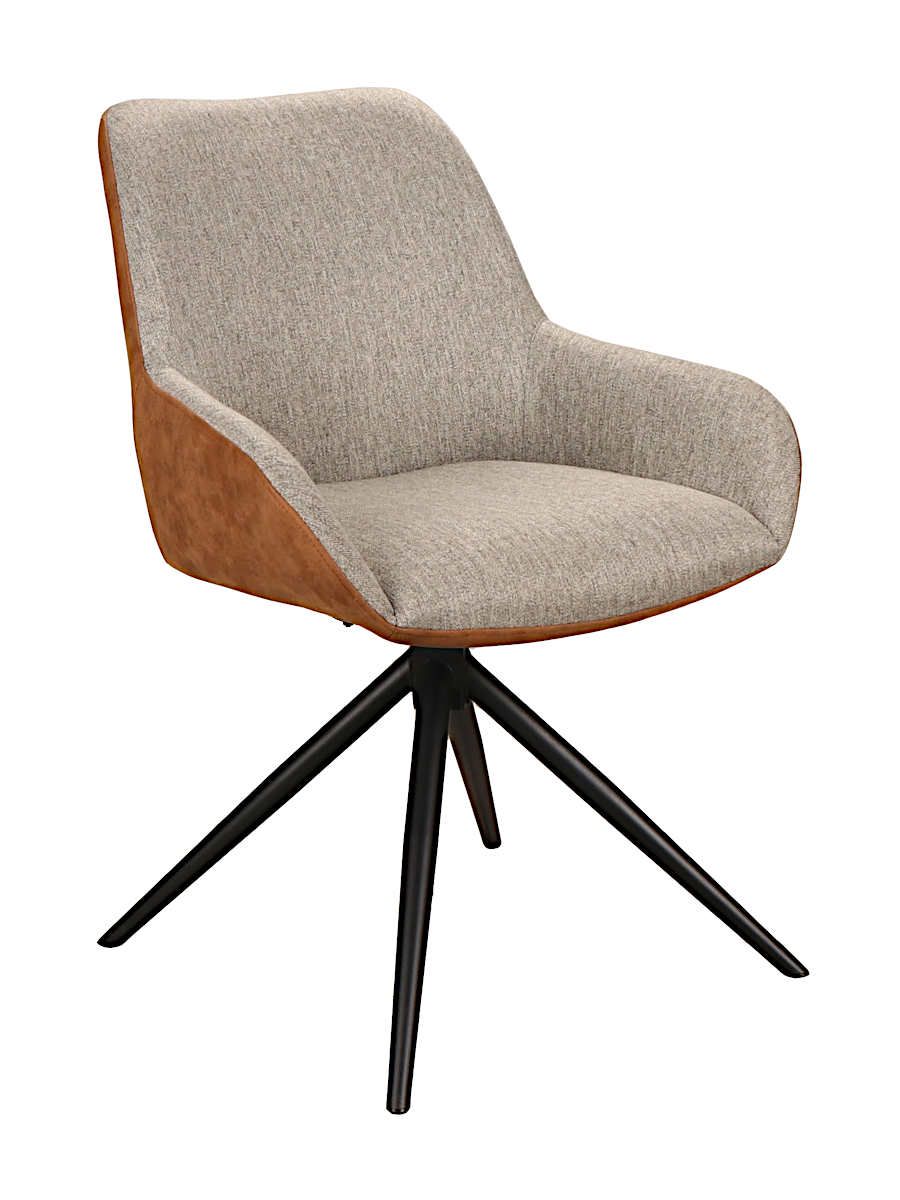 Стул мягкий поворотный 180, СЕРО-КОРИЧ.(MB-801 Match-PK970-5., металл черн. КРУГЛЫЙ DC242