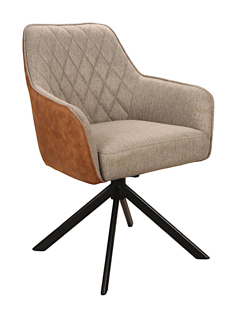 Стул мягкий поворотный 180, СЕРО-КОРИЧ.(MB-801 Match-PK970-5., металл черн. КВАДРАТ DC186