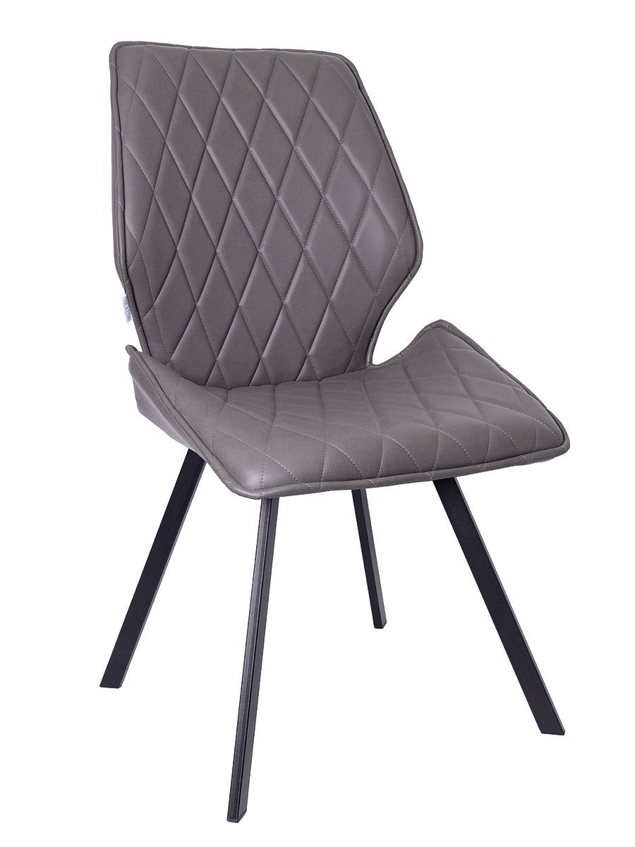 Стул мягкий поворотный 180, СЕРЫЙ экокожа, каркас металл, черный КВАДРАТ DC231