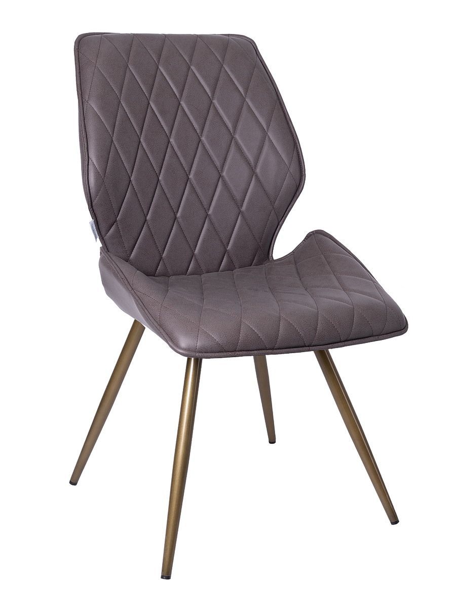 Стул мягкий поворотный 180, ШОКОЛАД экокожа, каркас металл, бронза КРУГЛЫЙ DC231