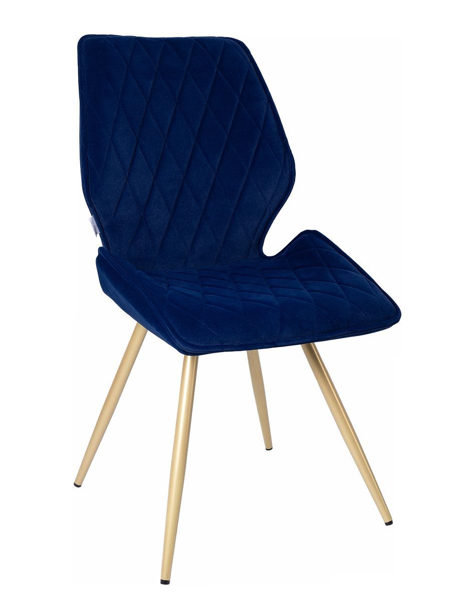 Стул мягкий поворотный 180, СИНИЙ-M420-46 велюр, каркас металл, шампань КРУГЛЫЙ DC231