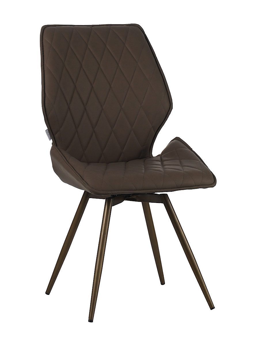 Стул мягкий поворотный 180, ТЕМНО-БЕЖЕВЫЙ экокожа, каркас металл, черный КРУГЛЫЙ DC231