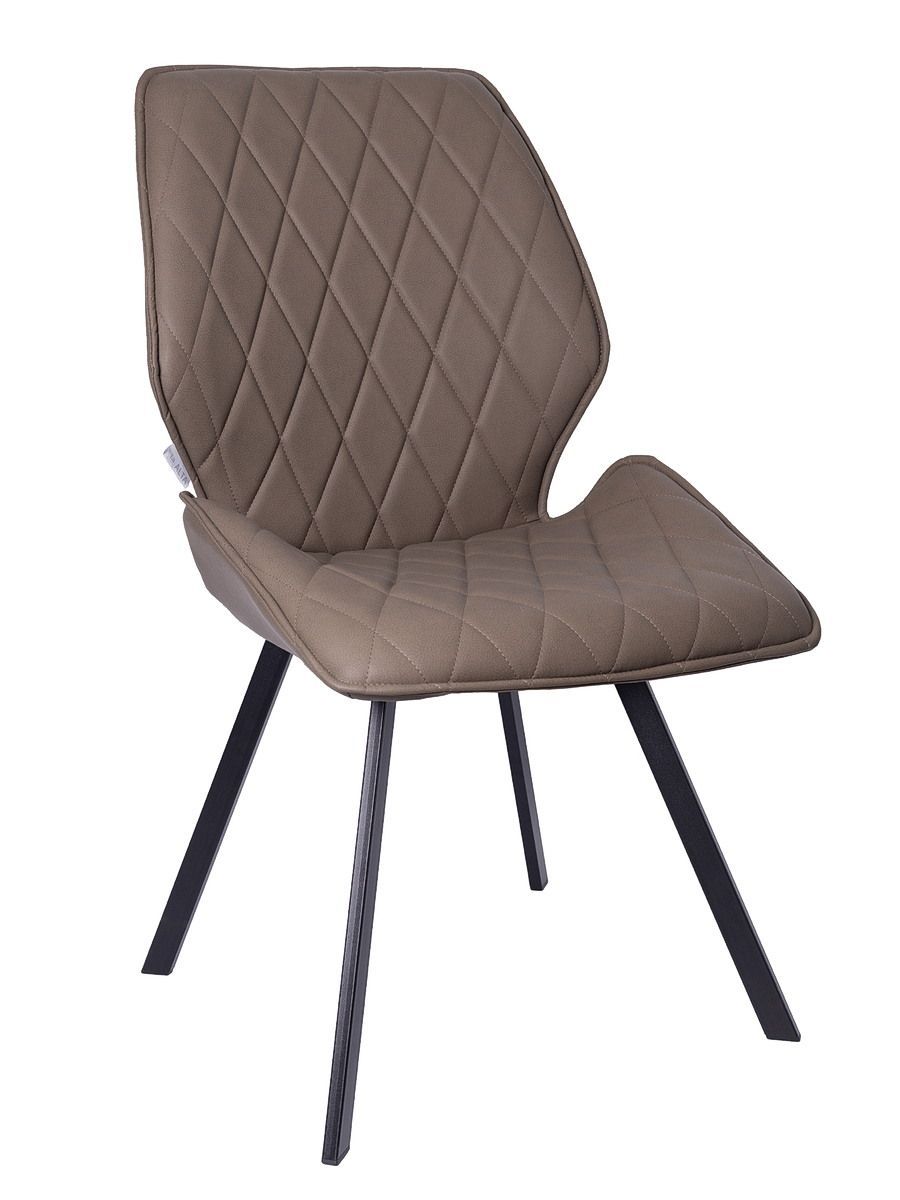 Стул мягкий поворотный 180, ТЕМНО-БЕЖЕВЫЙ экокожа, каркас металл, черный КВАДРАТ DC231