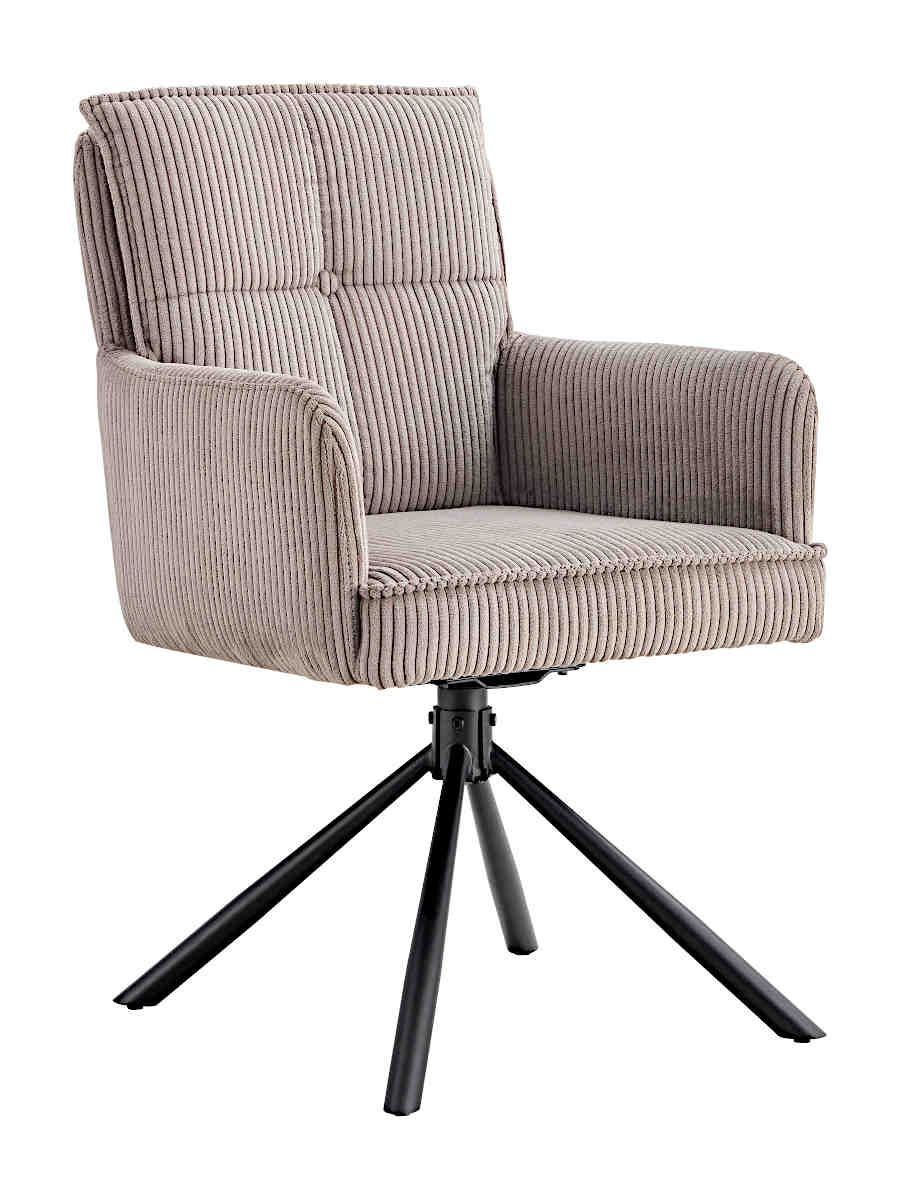 Стул мягкий поворотный 180X с подлокот, КАКАО, каркас металл черный КВАДРАТ DC24008B