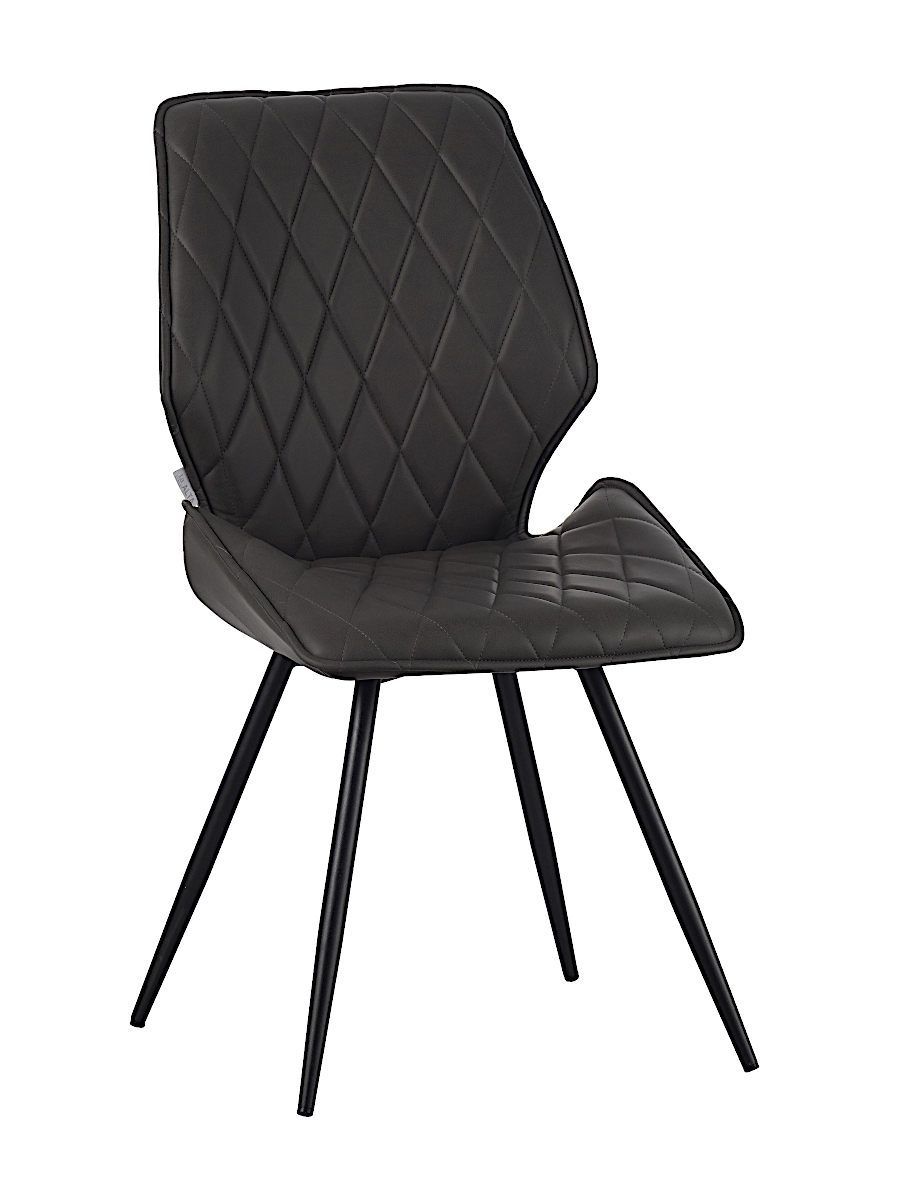 Стул мягкий поворотный 360, АНТРАЦИТ экокожа, каркас металл, черный КРУГЛЫЙ DC233