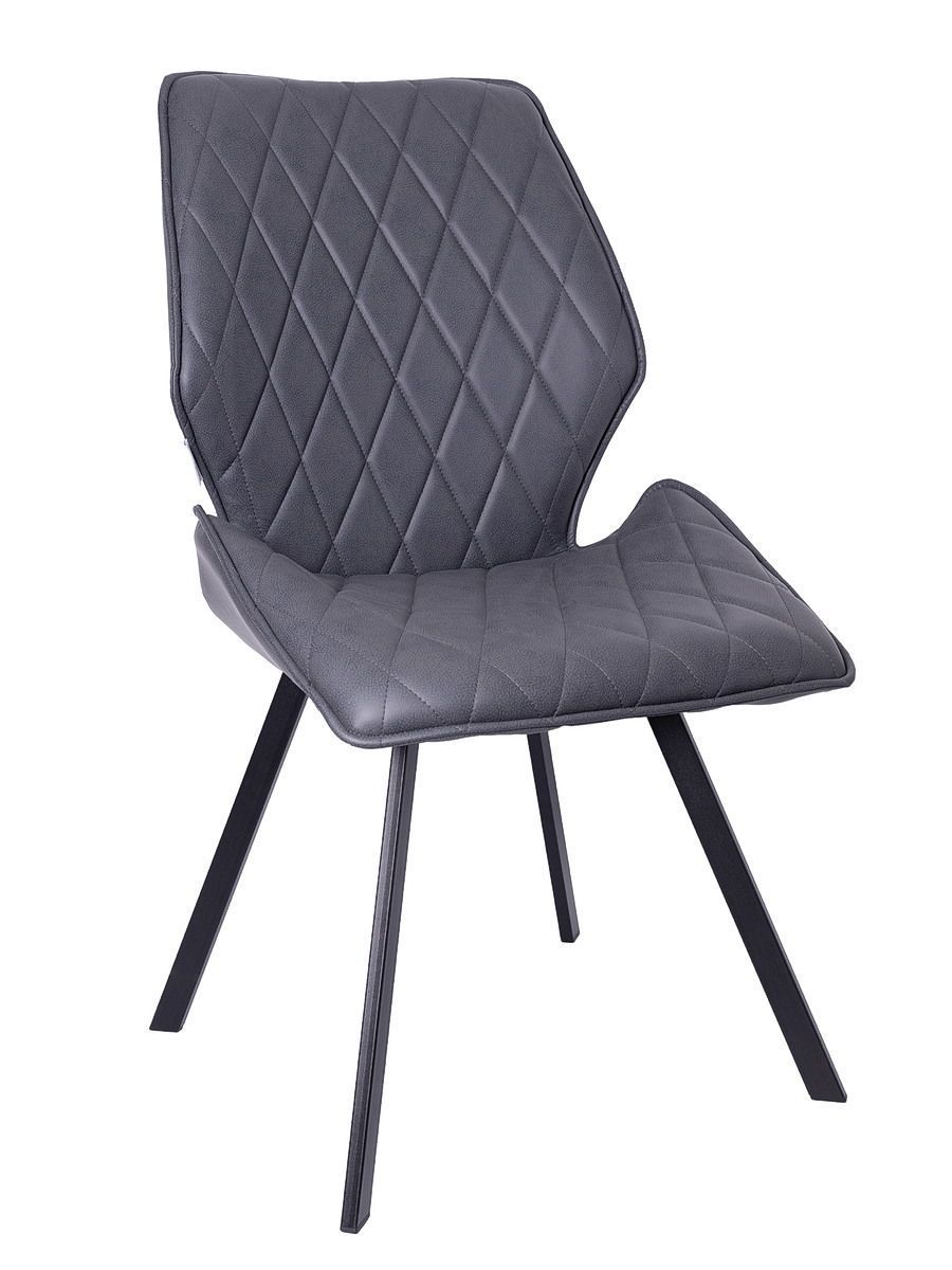 Стул мягкий поворотный 360, АНТРАЦИТ экокожа, каркас металл, черный КВАДРАТ DC233