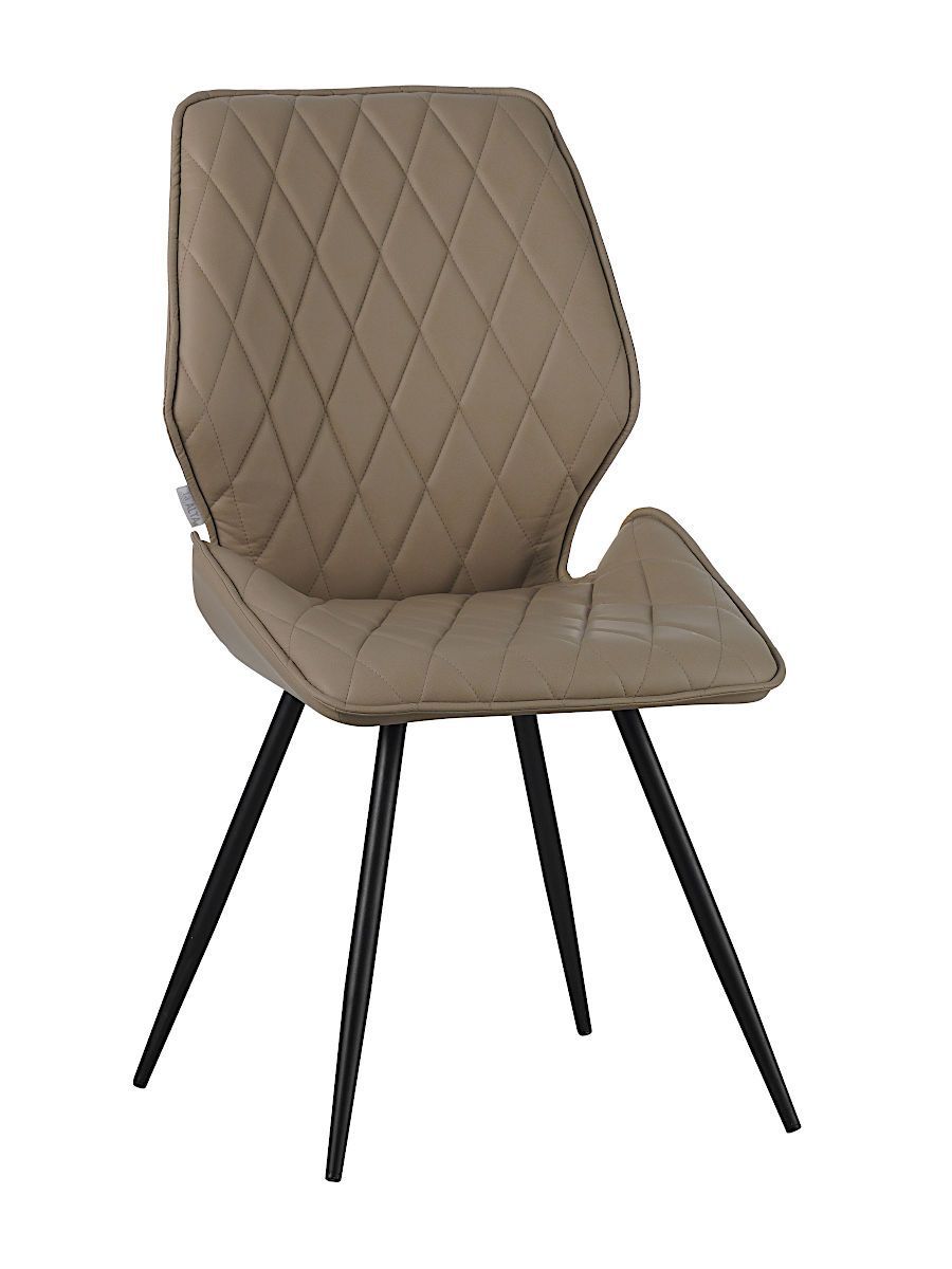 Стул мягкий поворотный 360, БЕЖЕВЫЙ экокожа, каркас металл, черный КРУГЛЫЙ DC233