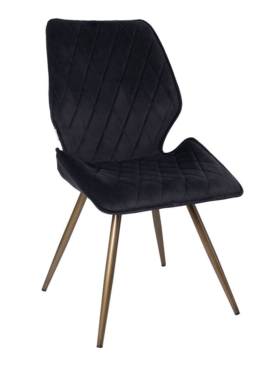 Стул мягкий поворотный 360, ЧЕРНЫЙ-M420-48 велюр, каркас металл, бронза КРУГЛЫЙ DC233