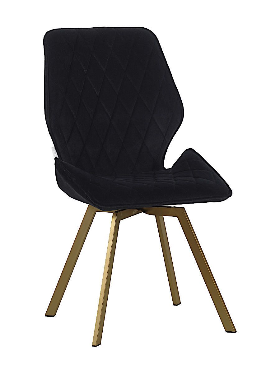 Стул мягкий поворотный 360, ЧЕРНЫЙ-M420-48 велюр, каркас металл, шампань КВАДРАТ DC233